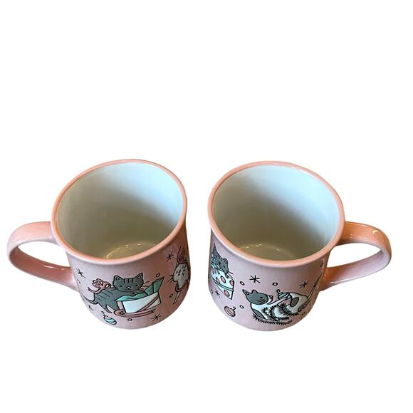NEW Clementine CATS Pink Christmas Mug Set of 2 Ceramic 16oz Holiday - Picture 5 of 15